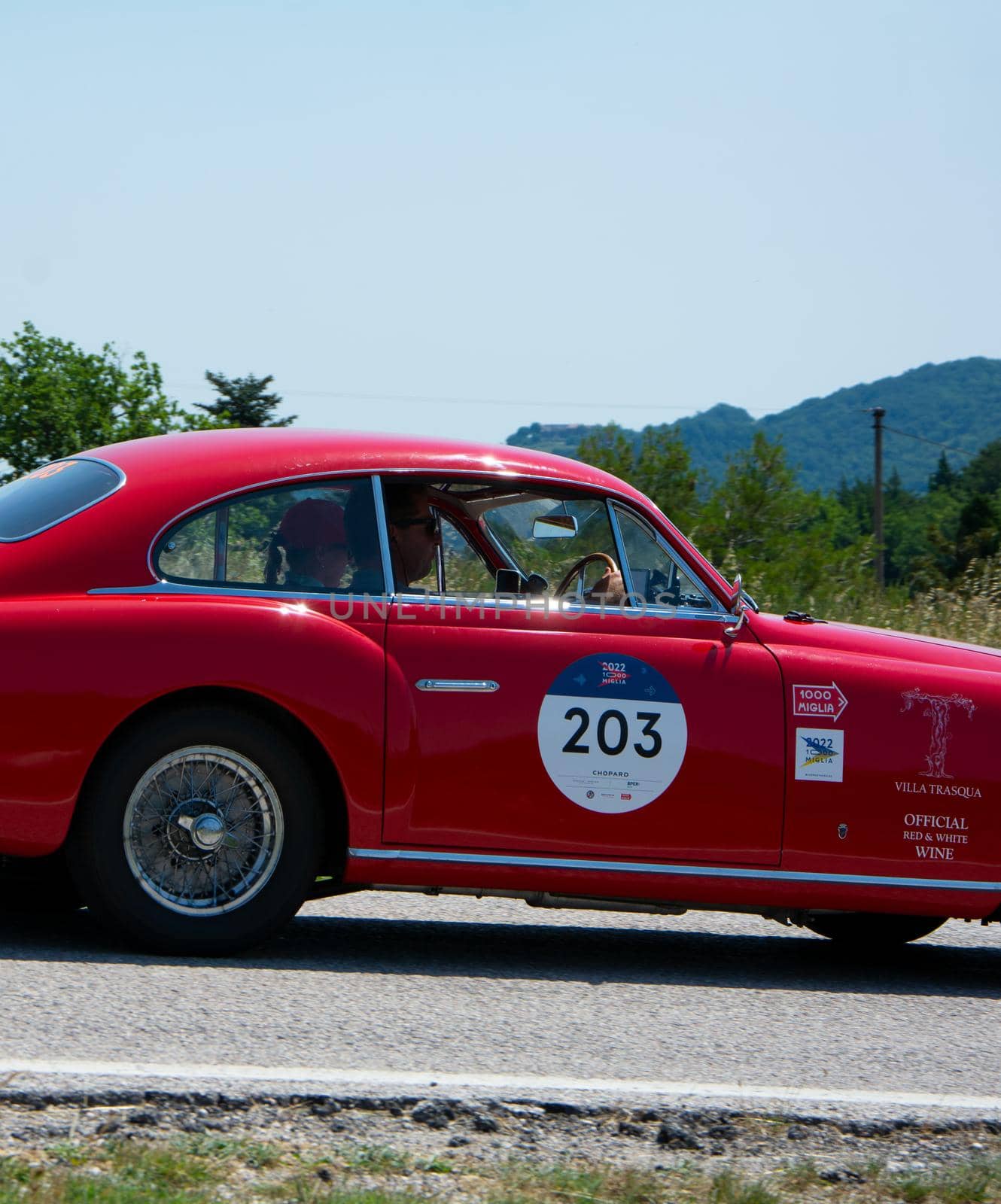 FERRARI 195 INTER COUPE GHIA 1951 on an old racing car in rally Mille Miglia 2022 the famous italian historical race (1927-1957 by massimocampanari