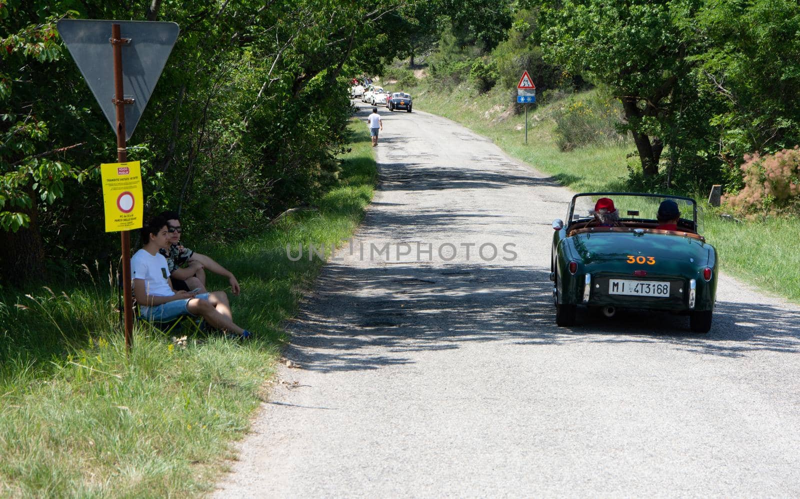 TRIUMPH TR2 SPORTS 1954 on an old racing car in rally Mille Miglia 2022 the famous italian historical race (1927-1957 by massimocampanari