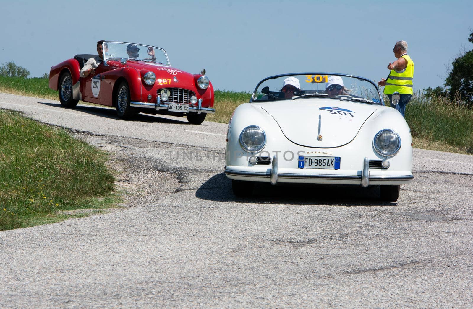 PORSCHE 356 1500 SPEEDSTER 1954 on an old racing car in rally Mille Miglia 2022 the famous italian historical race (1927-1957 by massimocampanari