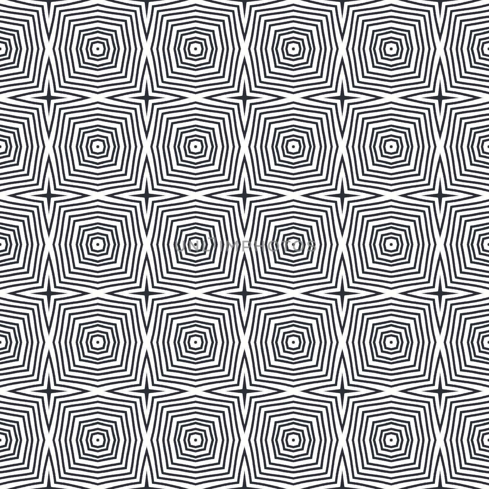 Medallion seamless pattern. Black symmetrical kaleidoscope background. Watercolor medallion seamless tile. Textile ready overwhelming print, swimwear fabric, wallpaper, wrapping.