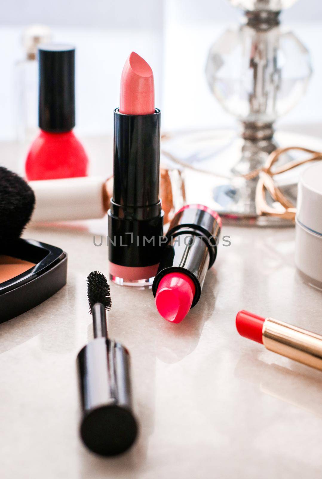 Modern feminine lifestyle, beauty blog and home decor concept – Luxury make-up and cosmetics on vanity table