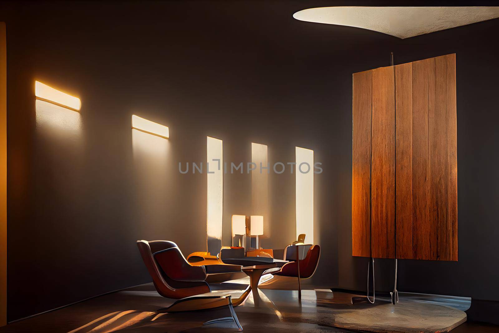 mid century modern style interior, neural network generated picture by z1b