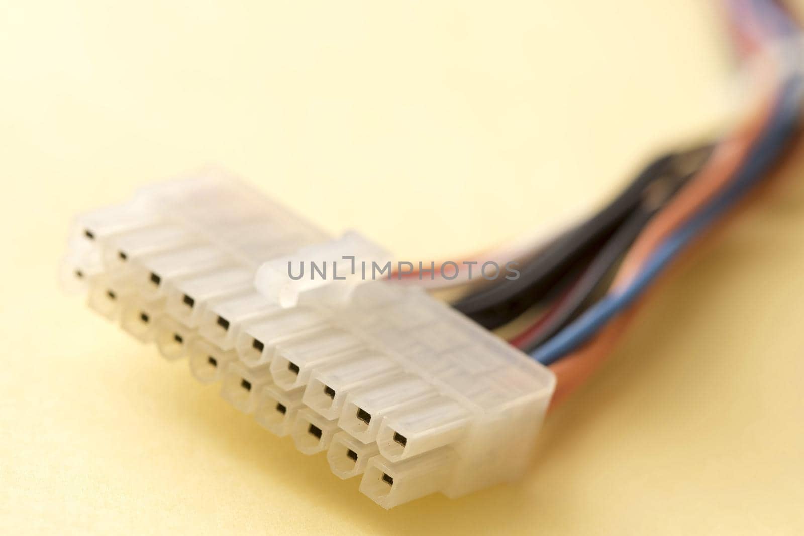 Cable input plug in close-up view against bright background