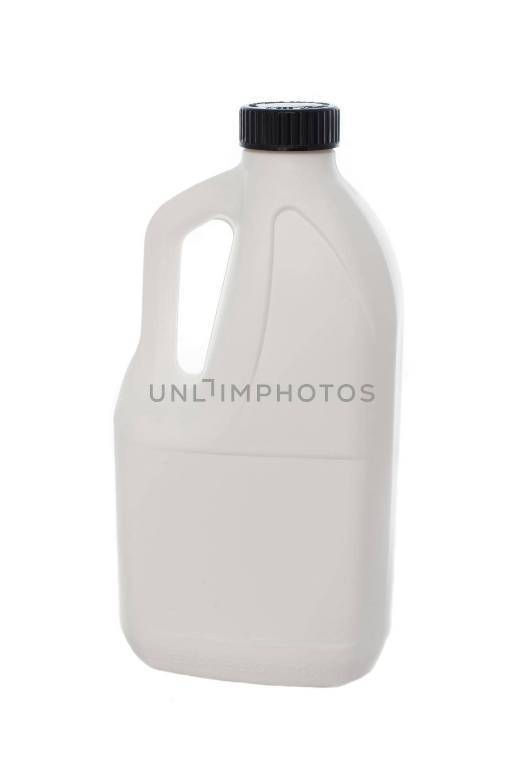 a plain white bleach bottle isolated on white