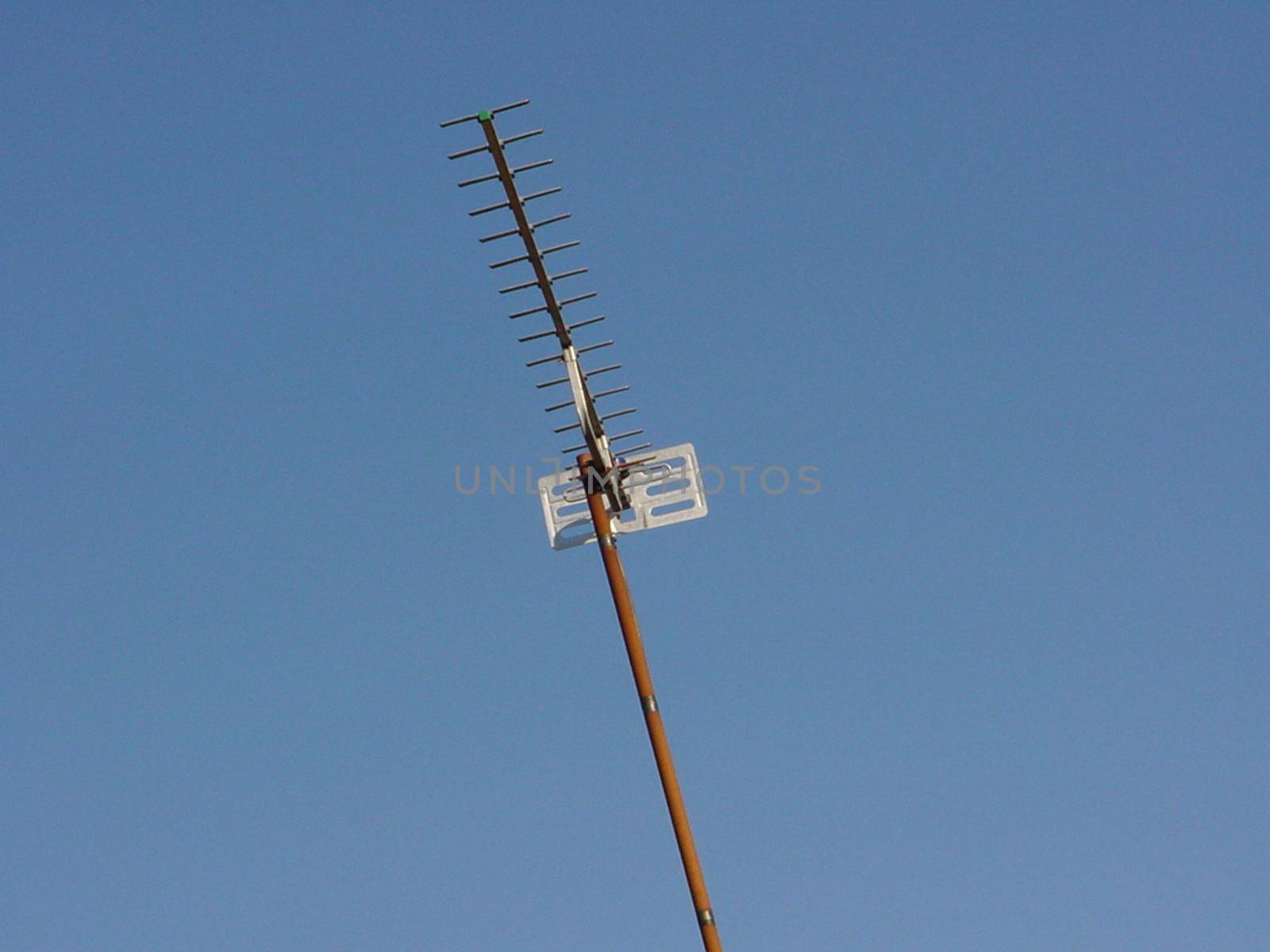 Low angle view of a root top Yagi high gain TV antenna