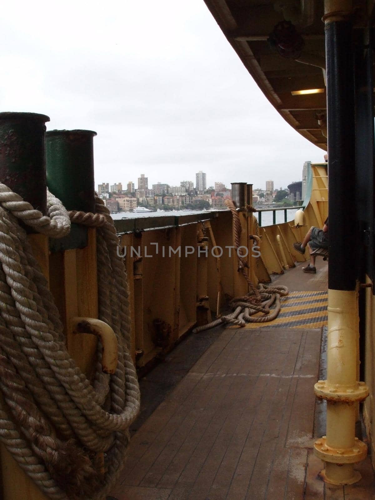 gloomy day on a sydney harbour ferry, storm and bad weather