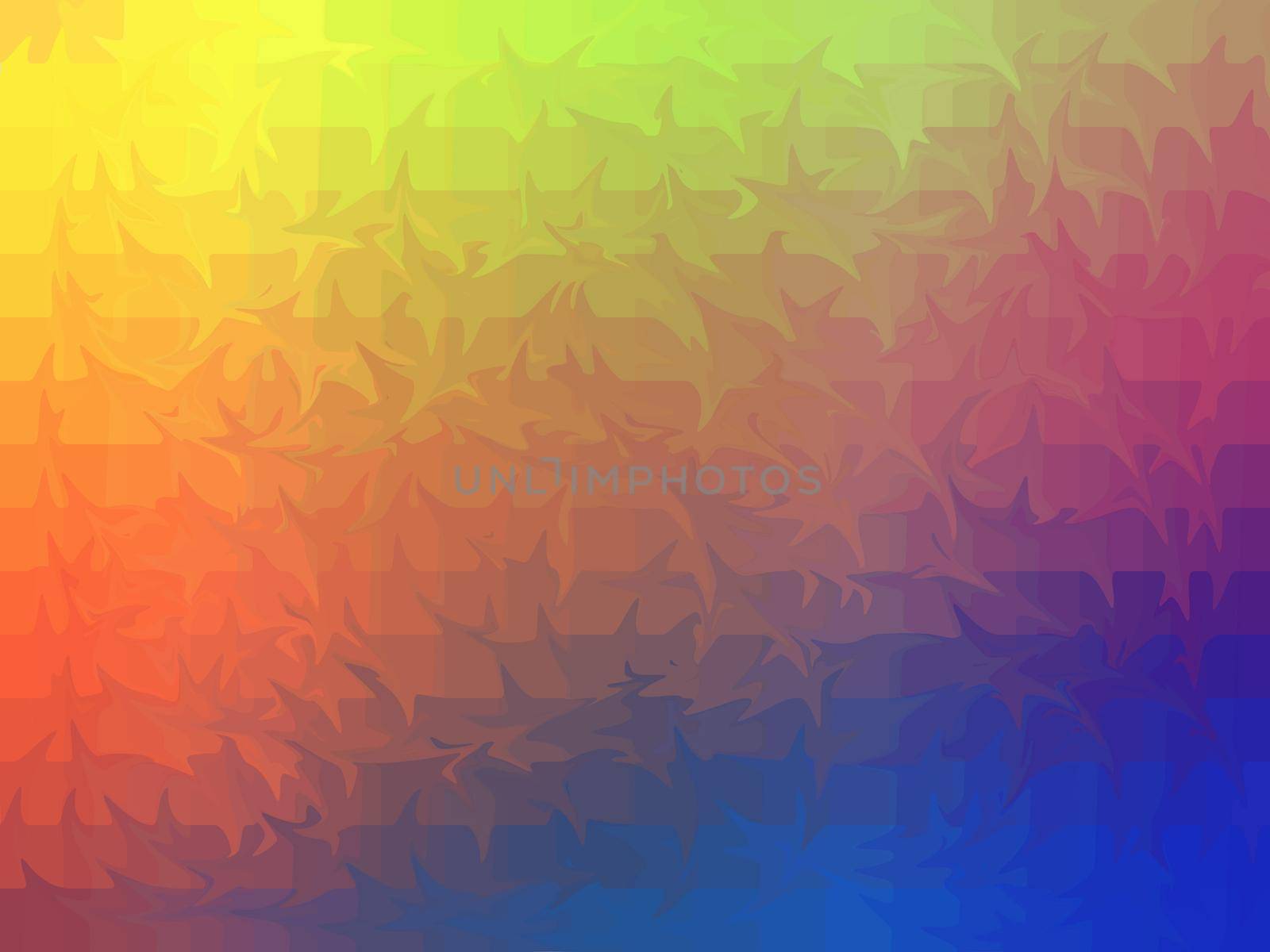 Colorful geometrical illustration reminicent of animals tails or leaf shapes