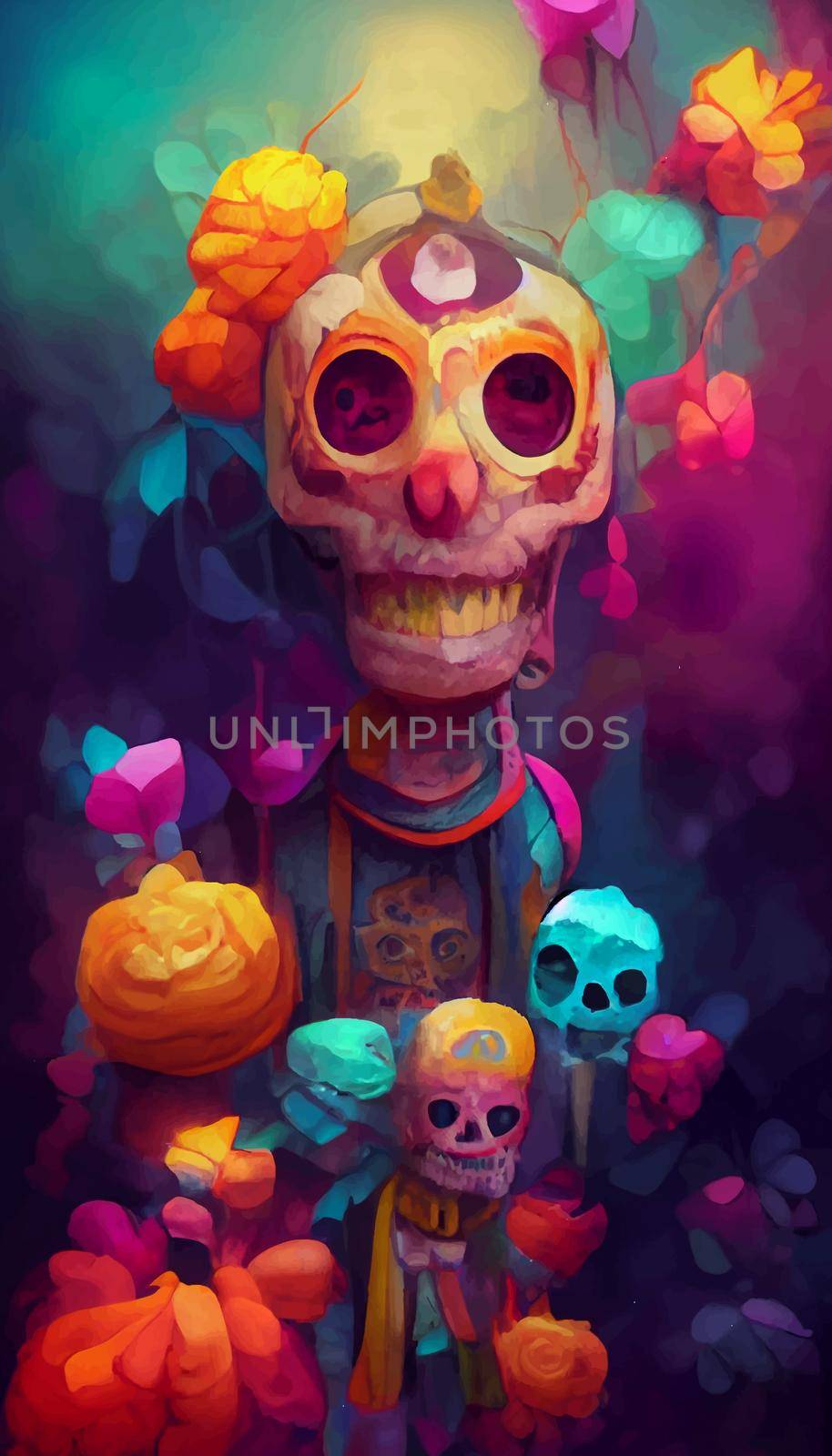 beautiful illustration of the Day of the Dead. typical altar of the day of the dead. Remembrance Day. by JpRamos