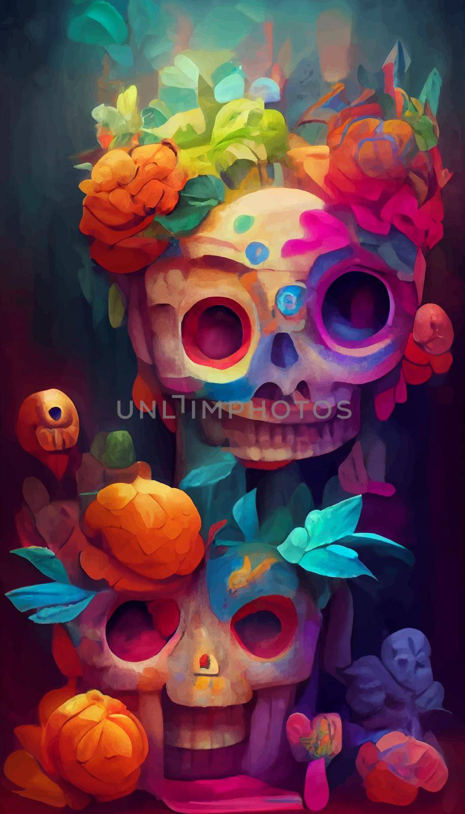 beautiful illustration of the Day of the Dead, Mexican tradition. colorful wallpaper of the day of the dead. catrin catrina.