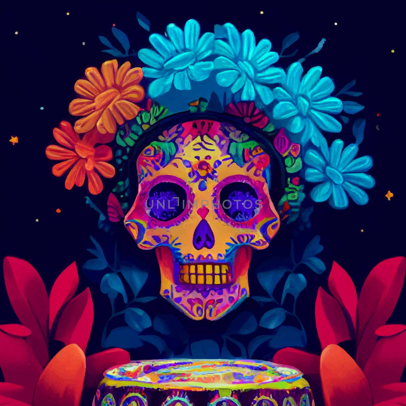 beautiful illustration of the Day of the Dead, Mexican tradition. colorful wallpaper of the day of the dead. catrin catrina.