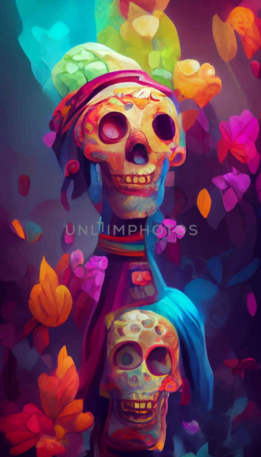 beautiful illustration of the Day of the Dead, Mexican tradition. colorful wallpaper of the day of the dead. catrin catrina.