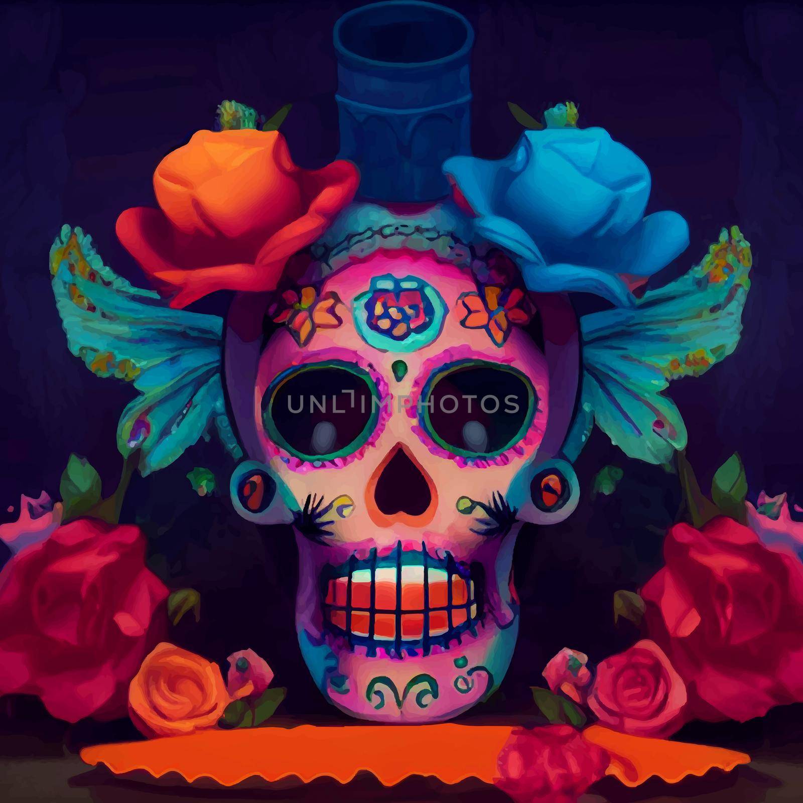 beautiful illustration of the Day of the Dead, Mexican tradition. colorful wallpaper of the day of the dead. catrin catrina.