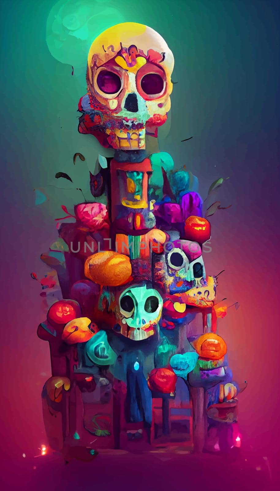 beautiful illustration of the Day of the Dead. typical altar of the day of the dead. Remembrance Day. by JpRamos