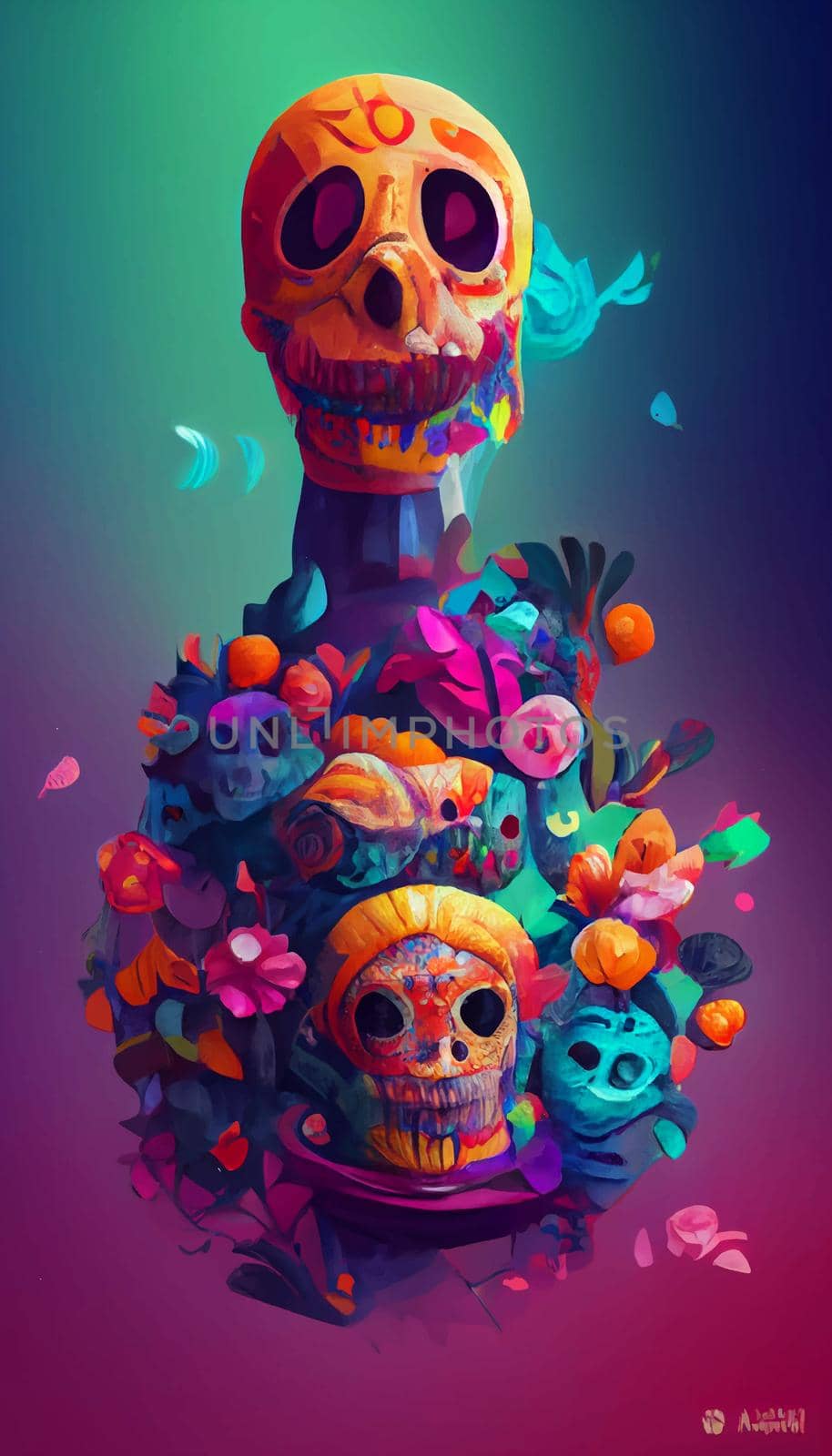 beautiful illustration of the Day of the Dead, Mexican tradition. colorful wallpaper of the day of the dead. catrin catrina.