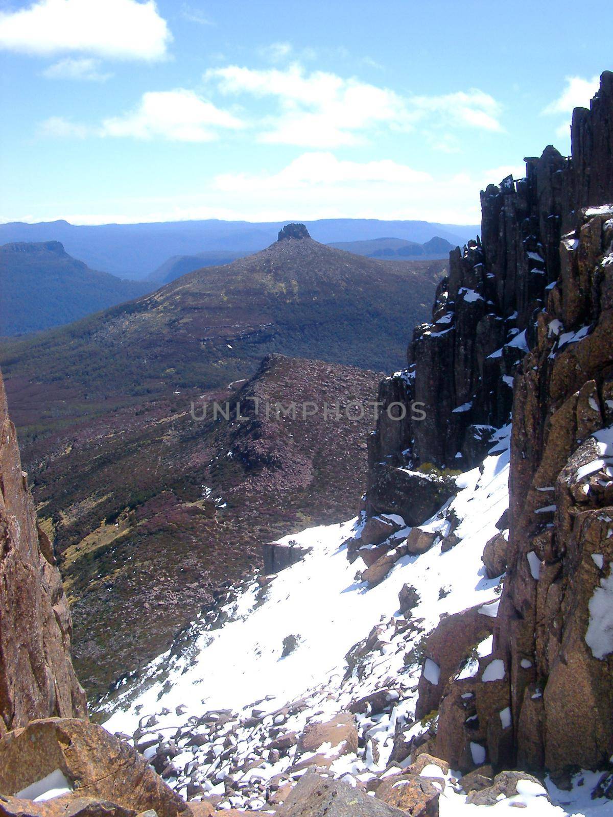 a view of the tasmanian highland wilderness from the ascent of mount ossa