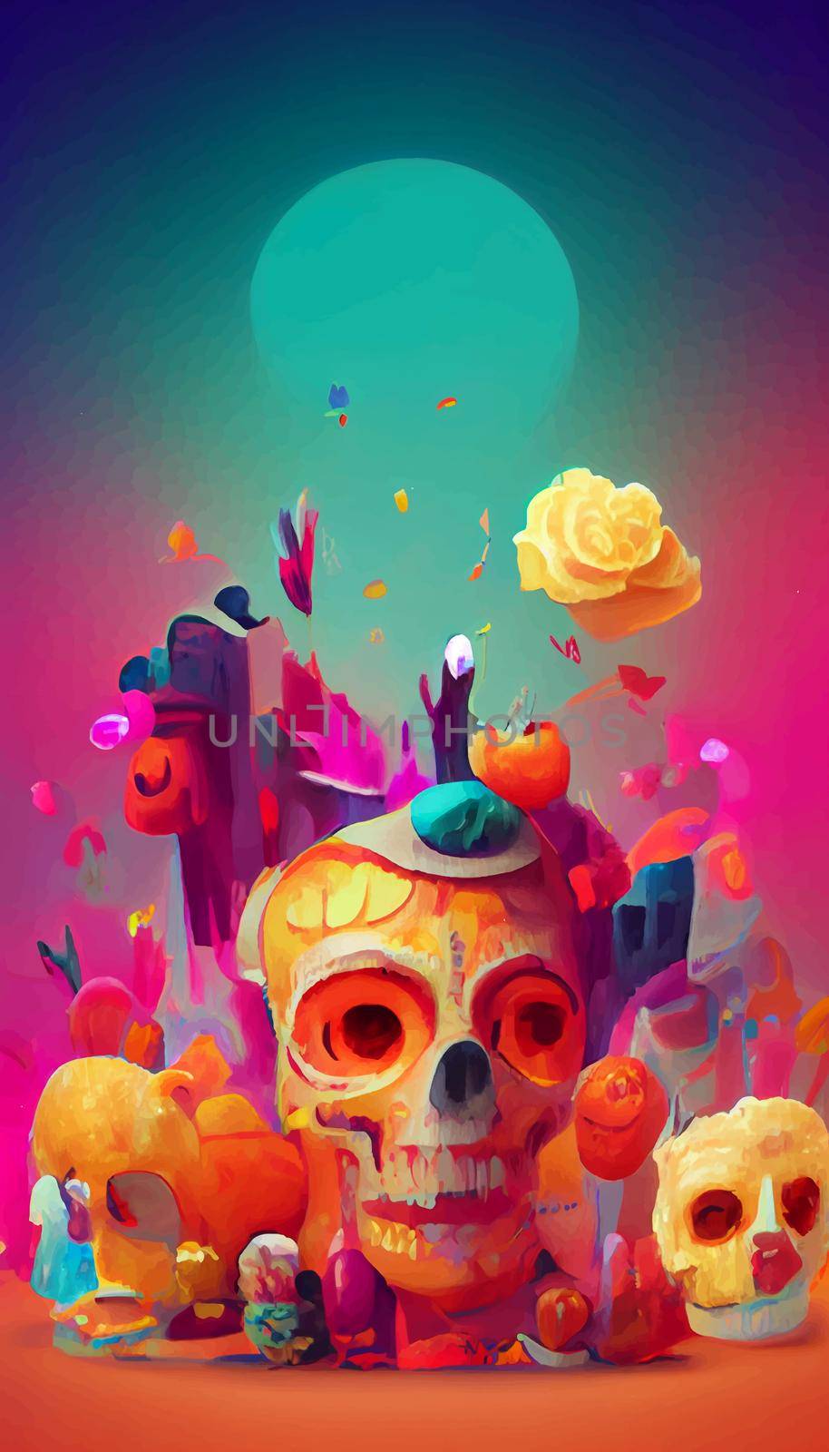 beautiful illustration of the Day of the Dead. typical altar of the day of the dead. Remembrance Day. by JpRamos