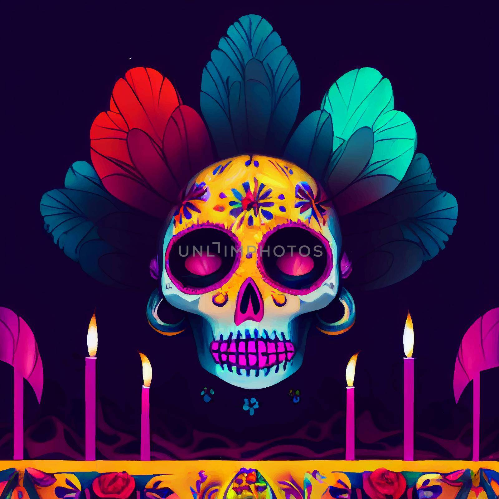 beautiful illustration of the Day of the Dead, Mexican tradition. colorful wallpaper of the day of the dead. catrin catrina.