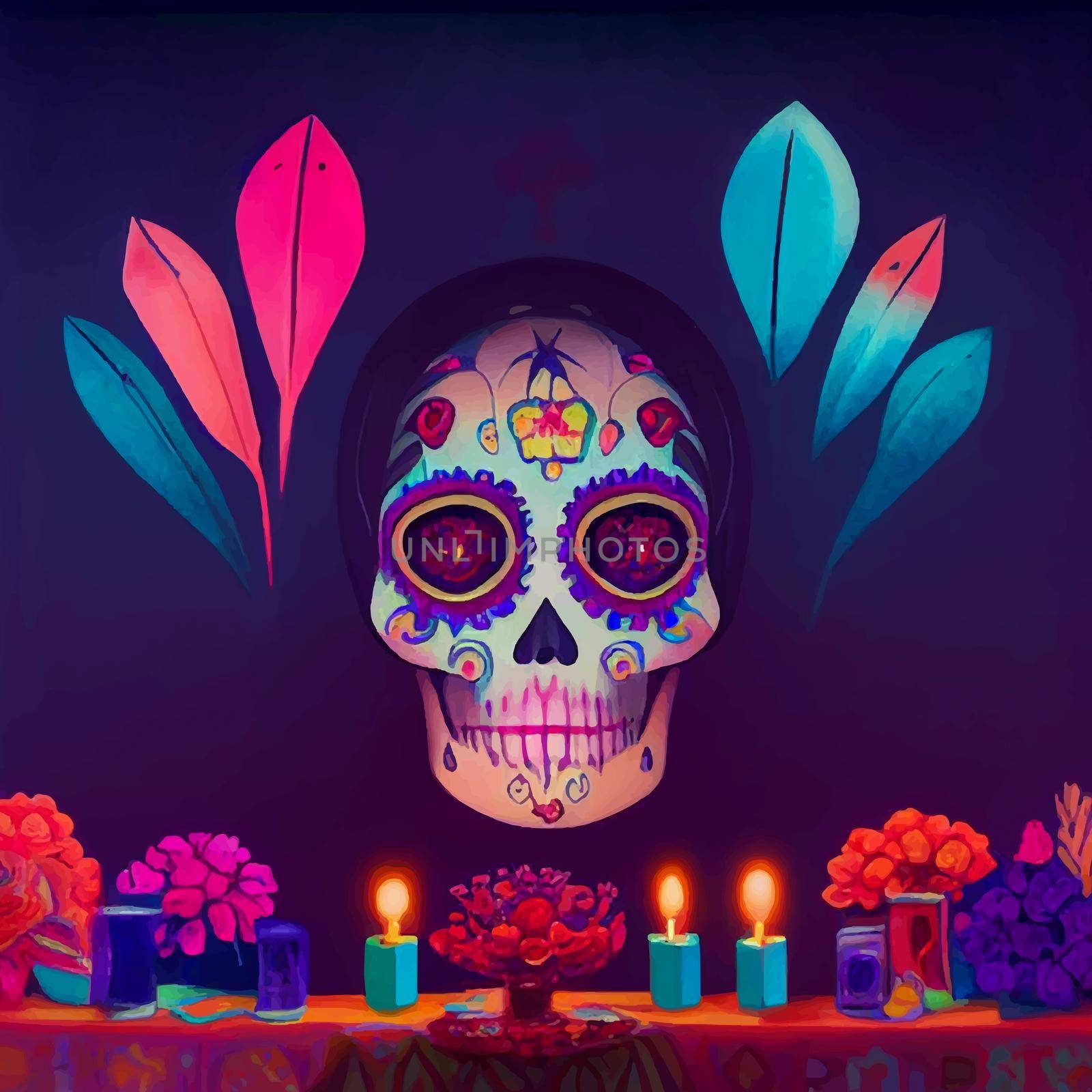 beautiful illustration of the Day of the Dead, Mexican tradition. colorful wallpaper of the day of the dead. catrin catrina.