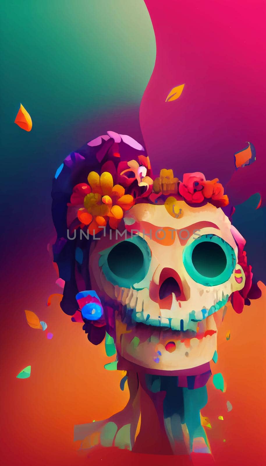 beautiful illustration of the Day of the Dead, Mexican tradition. colorful wallpaper of the day of the dead. catrin catrina.