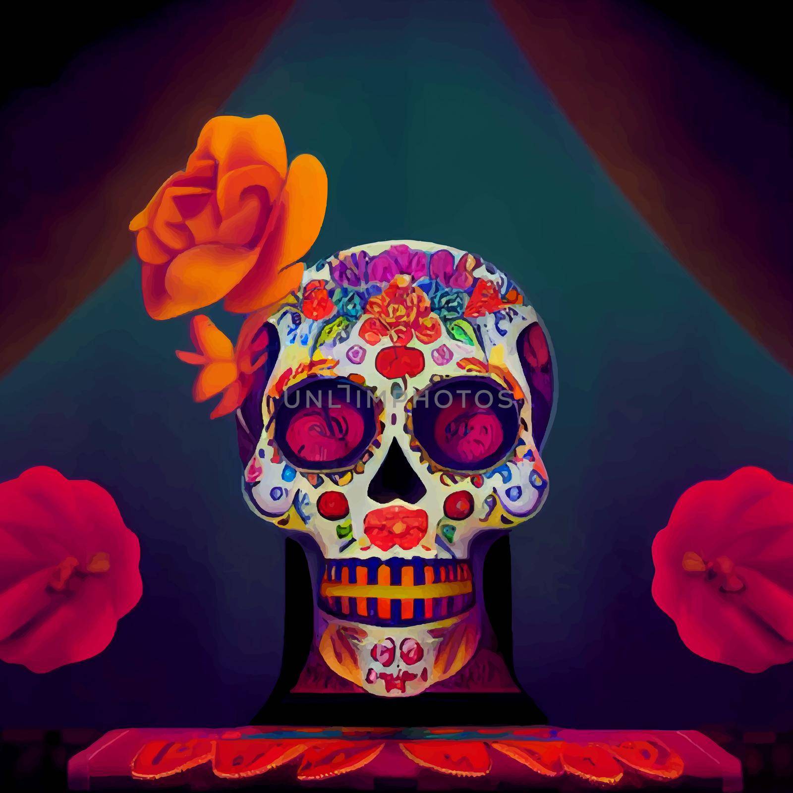 beautiful illustration of the Day of the Dead, Mexican tradition. colorful wallpaper of the day of the dead. catrin catrina.