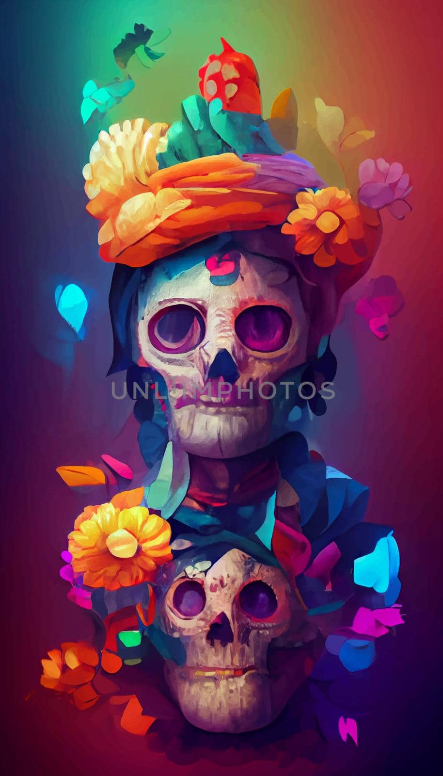 beautiful illustration of the Day of the Dead, Mexican tradition. colorful wallpaper of the day of the dead. catrin catrina.