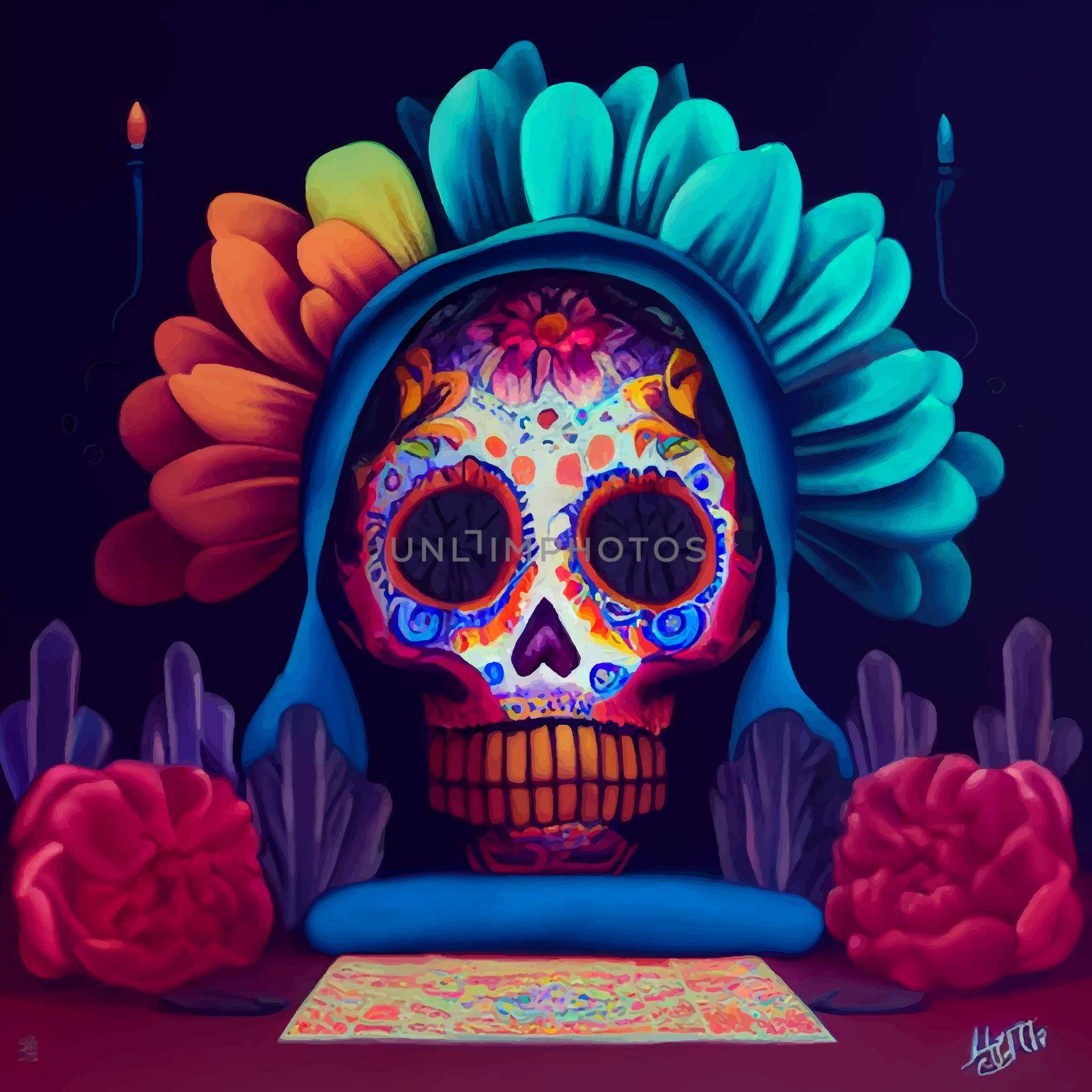 beautiful illustration of the Day of the Dead, Mexican tradition. colorful wallpaper of the day of the dead. catrin catrina.