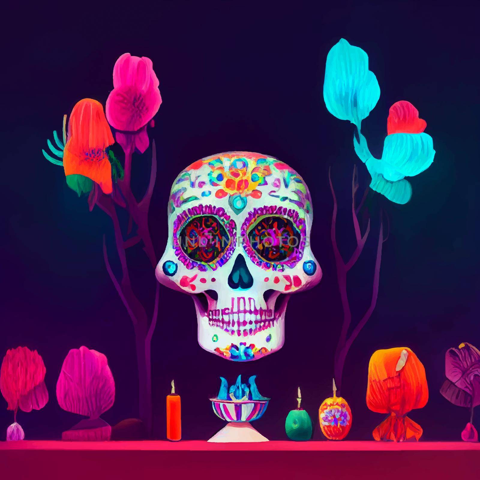 beautiful illustration of the Day of the Dead, Mexican tradition. colorful wallpaper of the day of the dead. catrin catrina.