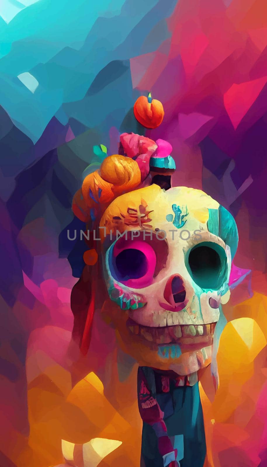 beautiful illustration of the Day of the Dead, Mexican tradition. colorful wallpaper of the day of the dead. catrin catrina.