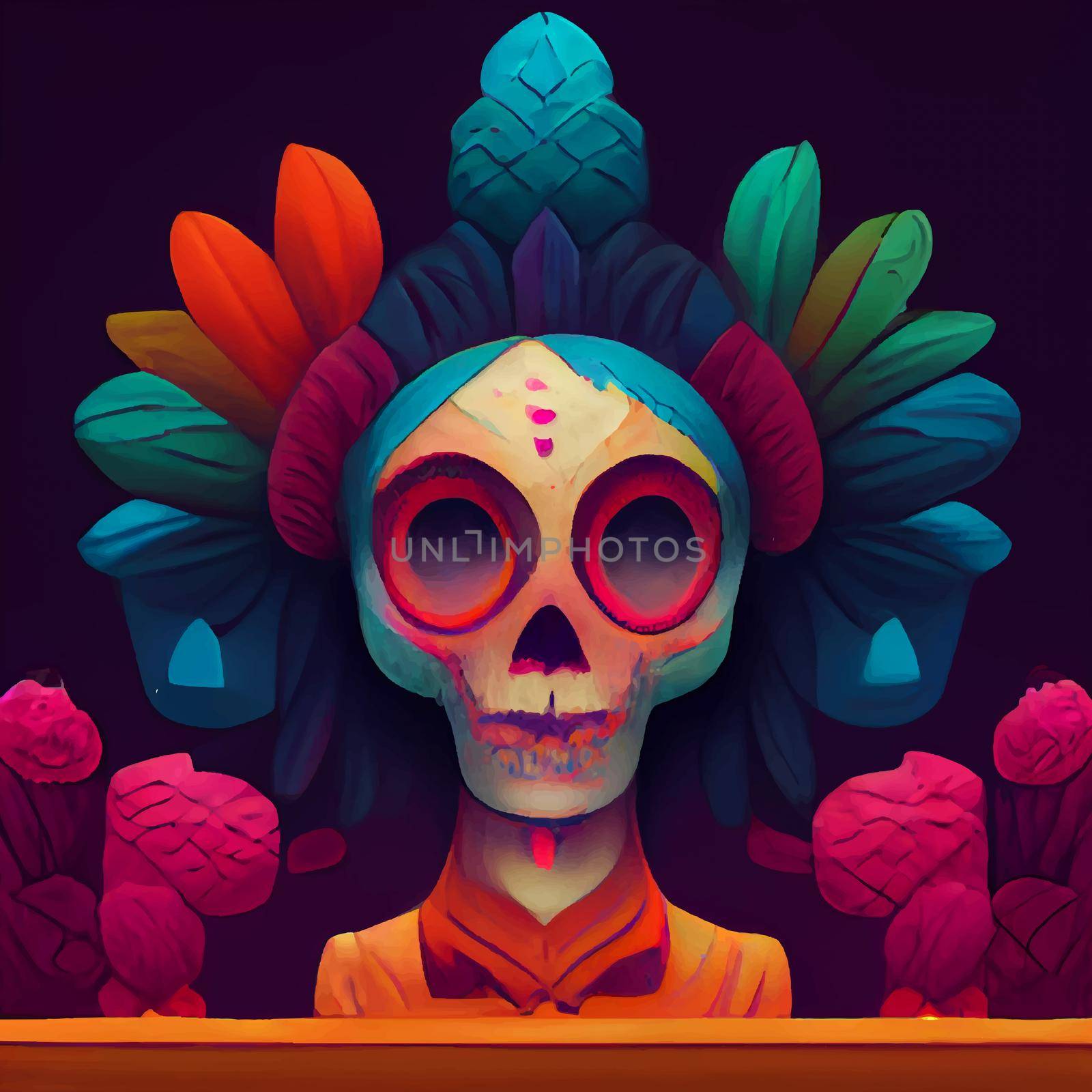 beautiful illustration of the Day of the Dead, Mexican tradition. colorful wallpaper of the day of the dead. catrin catrina.