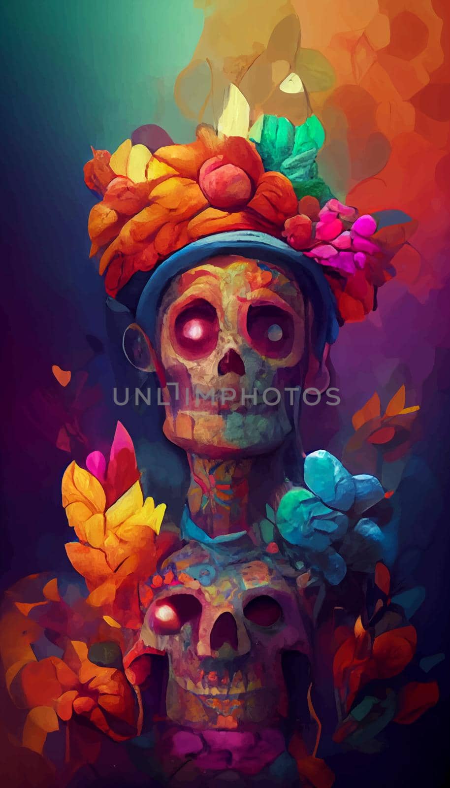 beautiful illustration of the Day of the Dead, Mexican tradition. colorful wallpaper of the day of the dead. catrin catrina.