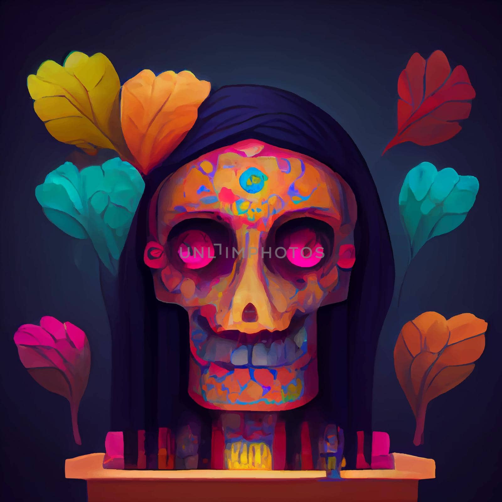 beautiful illustration of the Day of the Dead, Mexican tradition. colorful wallpaper of the day of the dead. catrin catrina.