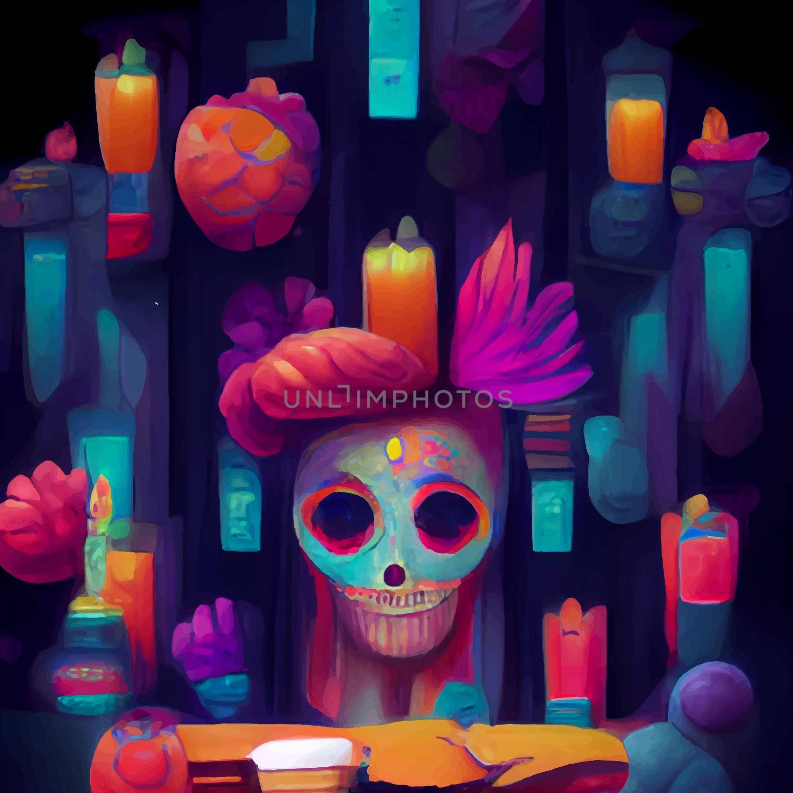 beautiful illustration of the Day of the Dead, Mexican tradition. colorful wallpaper of the day of the dead. catrin catrina.