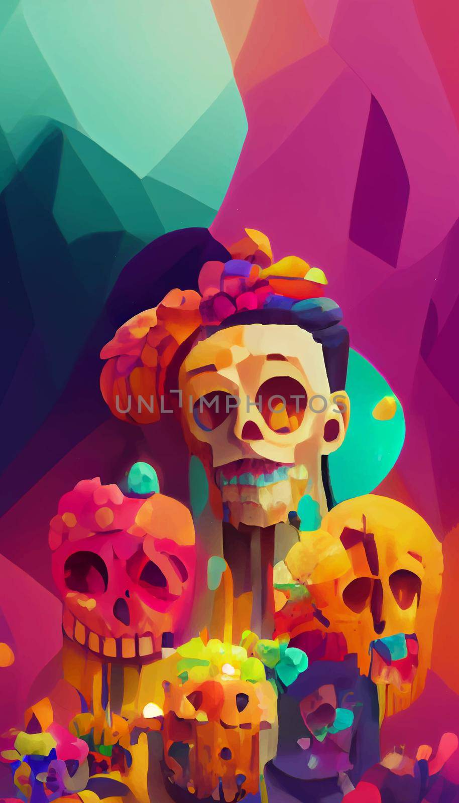 beautiful illustration of the Day of the Dead, Mexican tradition. colorful wallpaper of the day of the dead. catrin catrina.