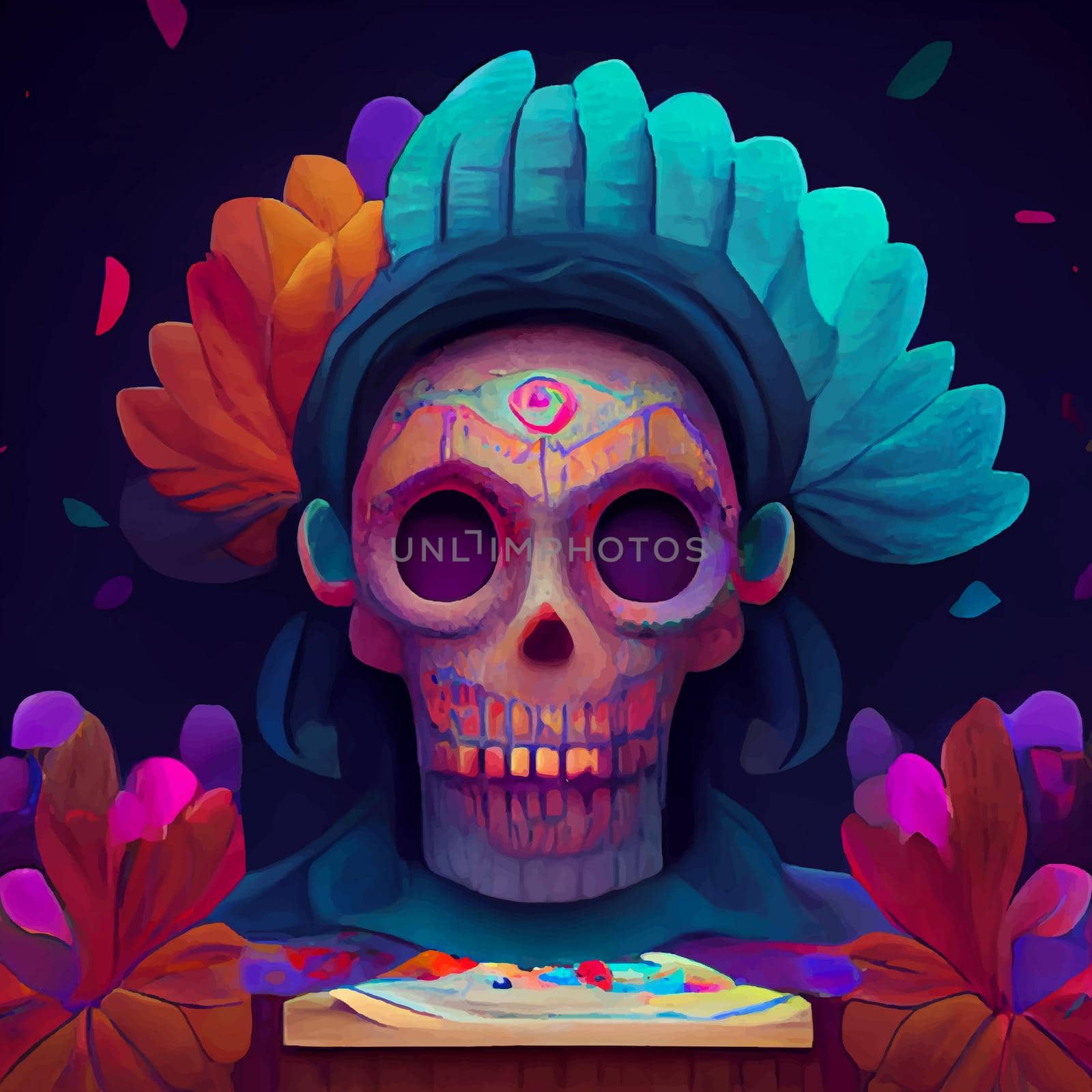 beautiful illustration of the Day of the Dead, Mexican tradition. colorful wallpaper of the day of the dead. catrin catrina.