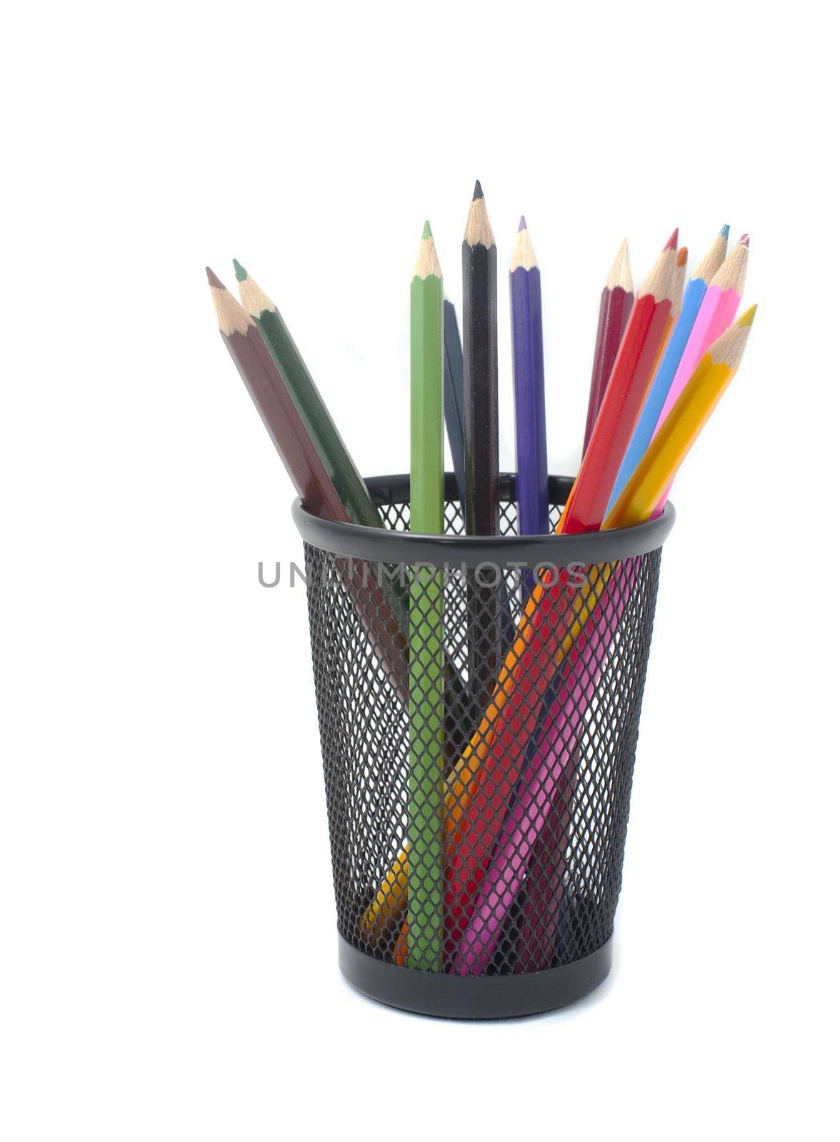 Coloured pencils in a basket by sanisra
