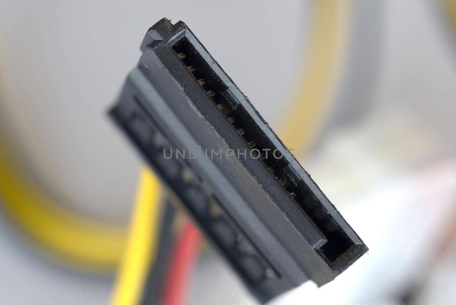 a computer SATA power connector and wires