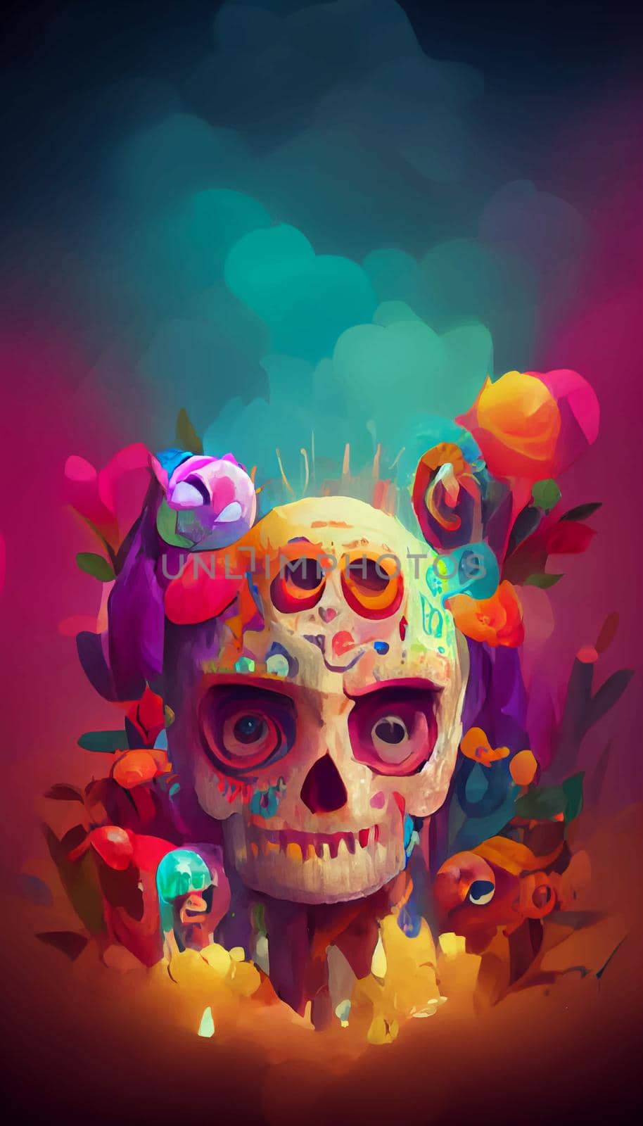 beautiful illustration of the Day of the Dead. typical altar of the day of the dead. Remembrance Day. by JpRamos