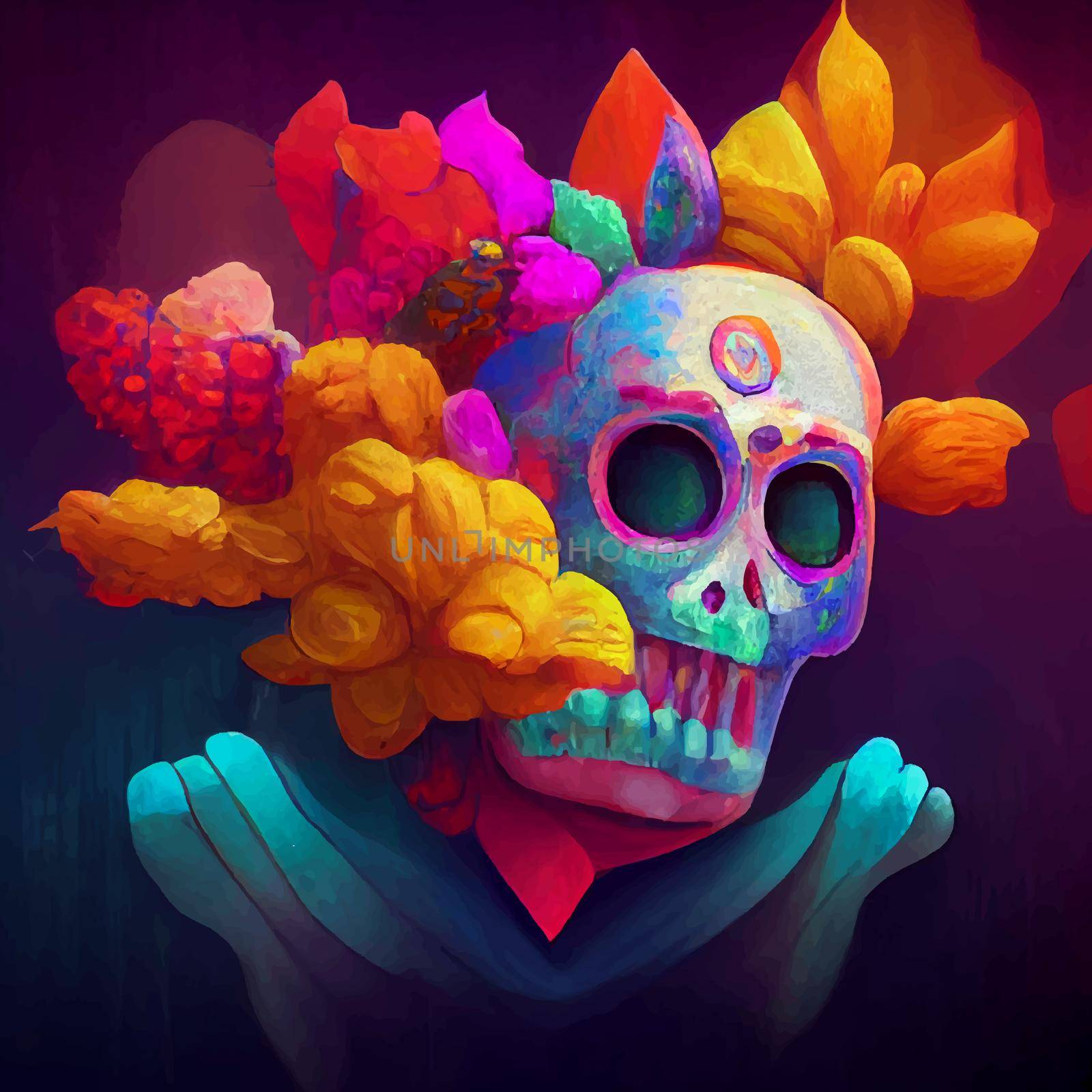 beautiful illustration of the Day of the Dead, Mexican tradition. colorful wallpaper of the day of the dead. catrin catrina.