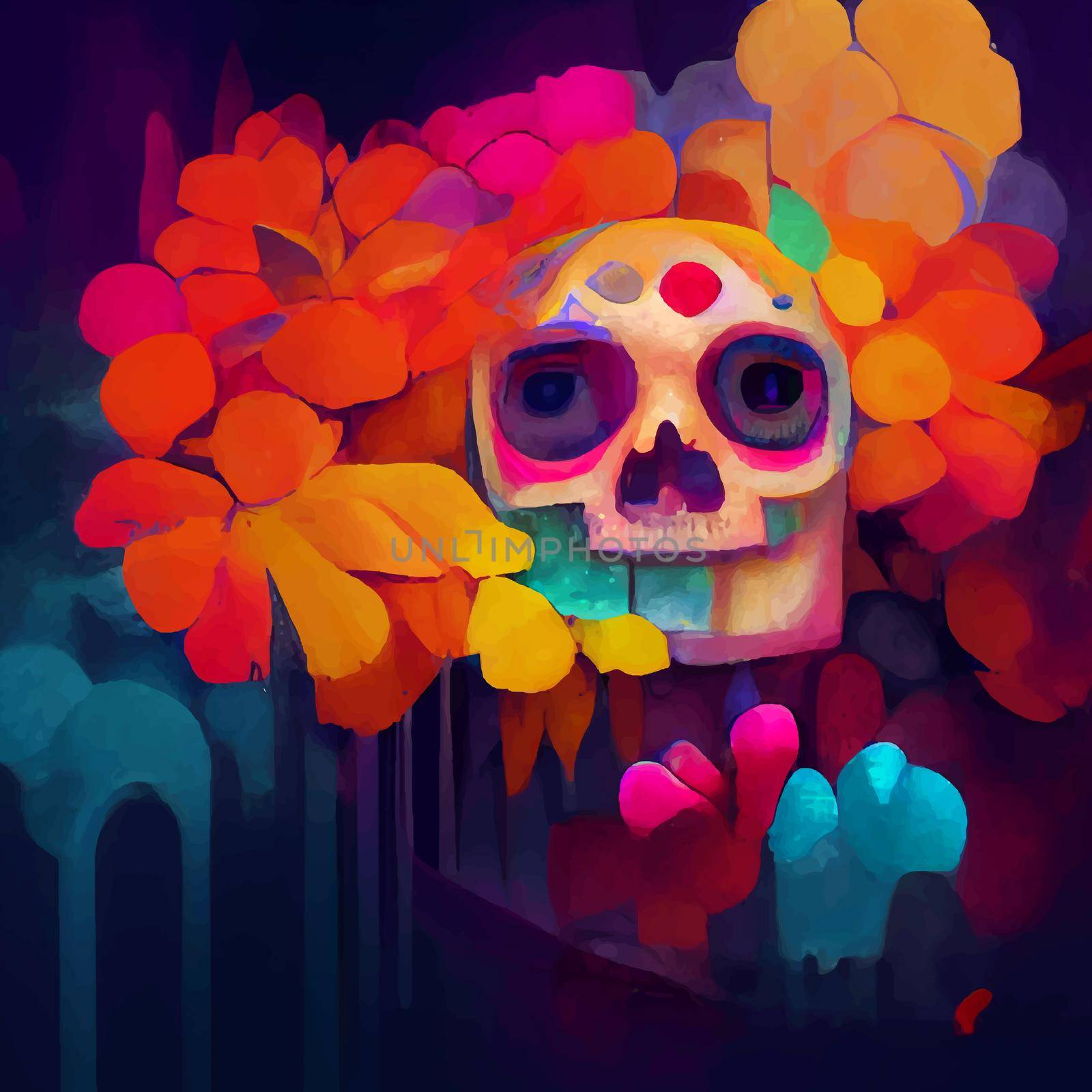 beautiful illustration of the Day of the Dead, Mexican tradition. colorful wallpaper of the day of the dead. catrin catrina.