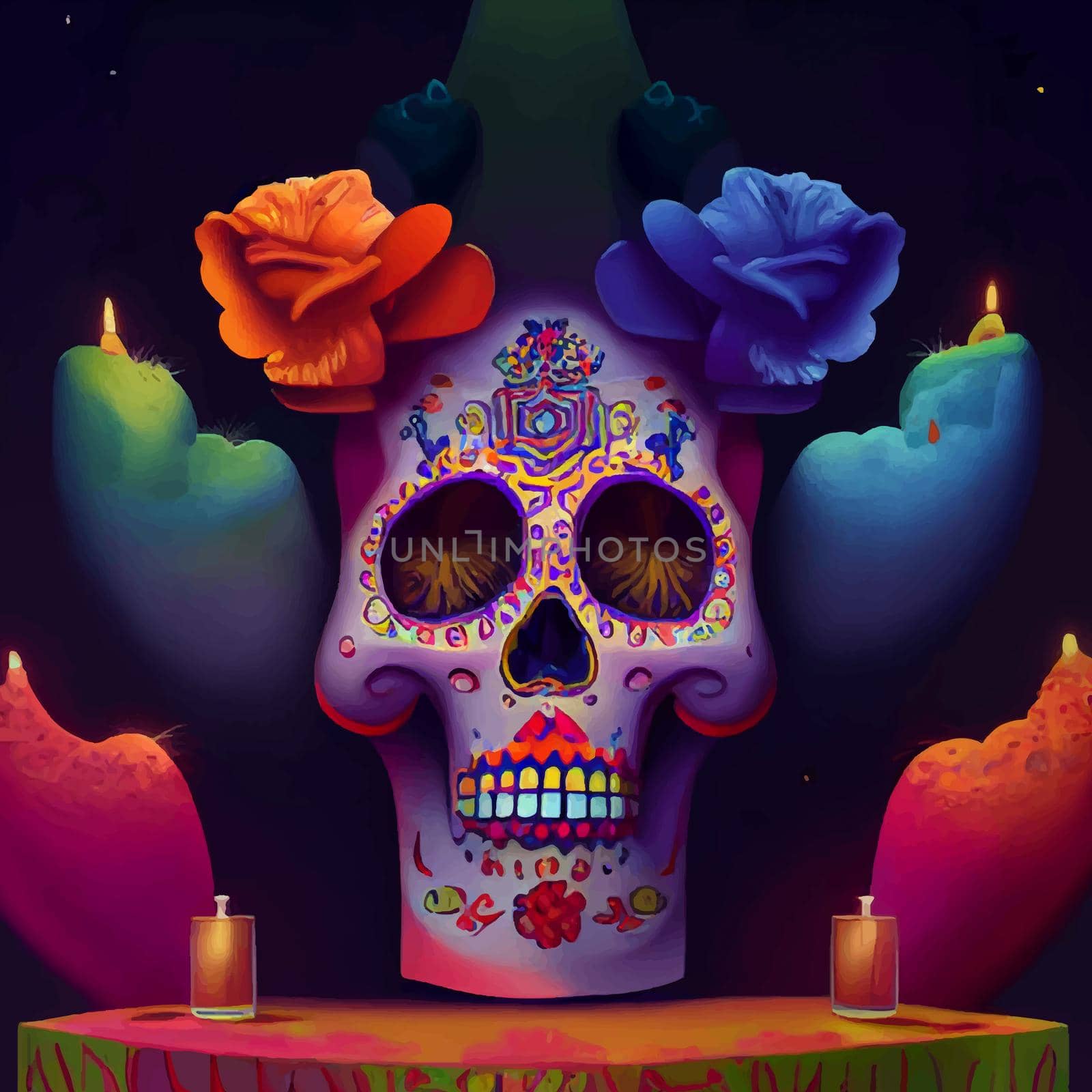 beautiful illustration of the Day of the Dead, Mexican tradition. colorful wallpaper of the day of the dead. catrin catrina.