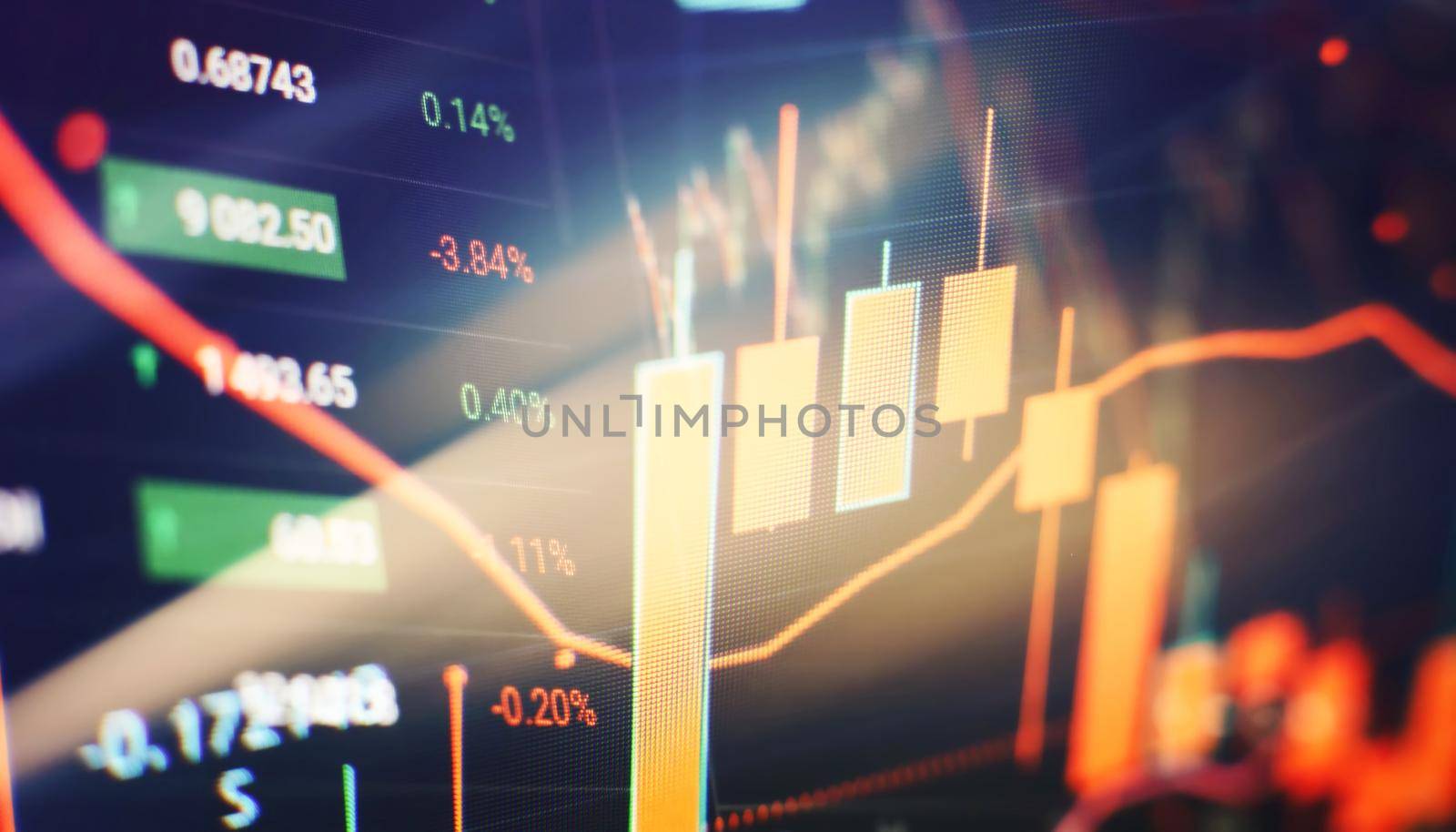 Professional technical analysis on the monitor of a computer. Fundamental and technical analysis concept. by Maximusnd