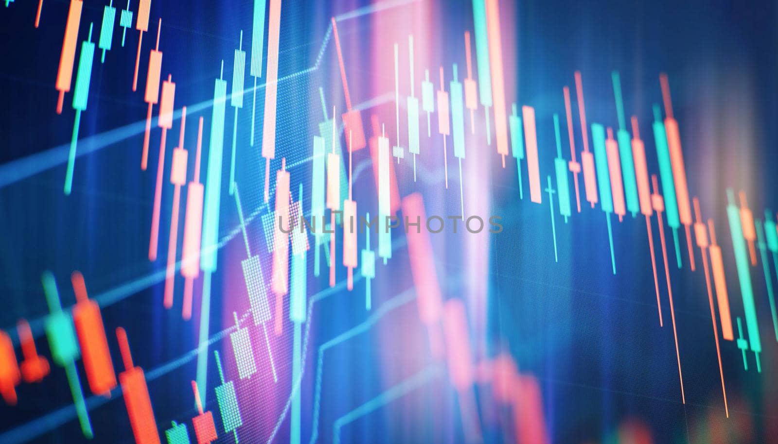 Falling stock markets, stocks for coronavirus , analysis for professional technical analysis on the monitor of a computer.