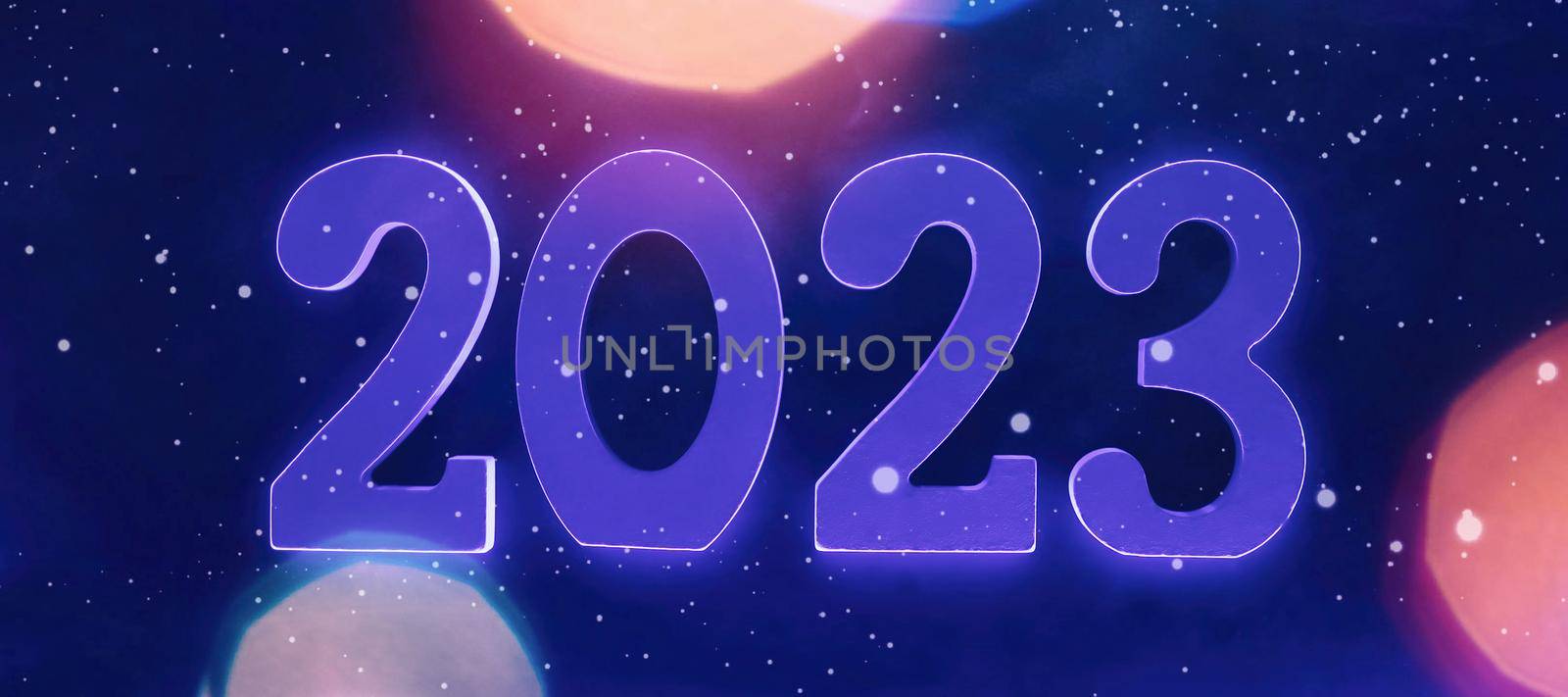 2023 New Year Celebration Blurred lights in the background. by Maximusnd