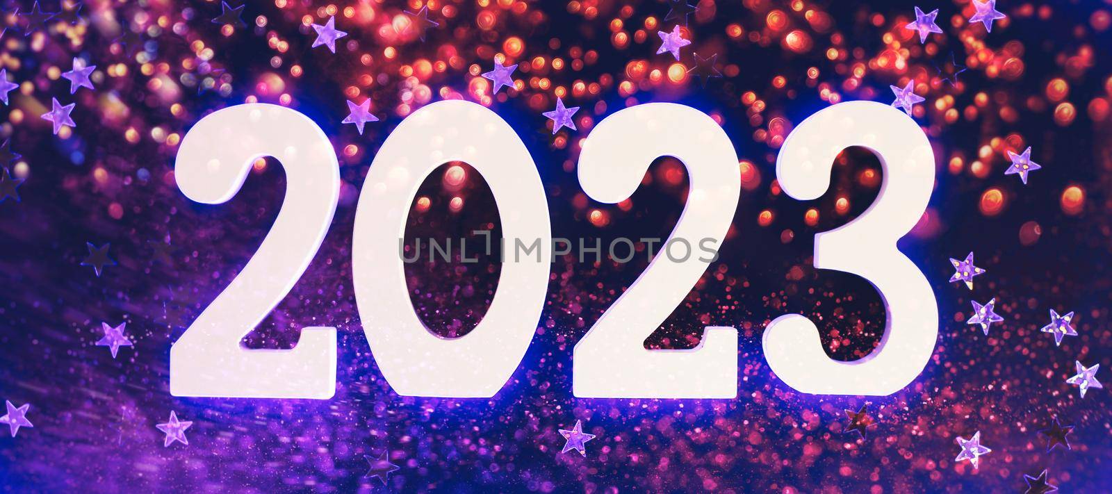 happy new year 2023 background new year holidays card with bright lights