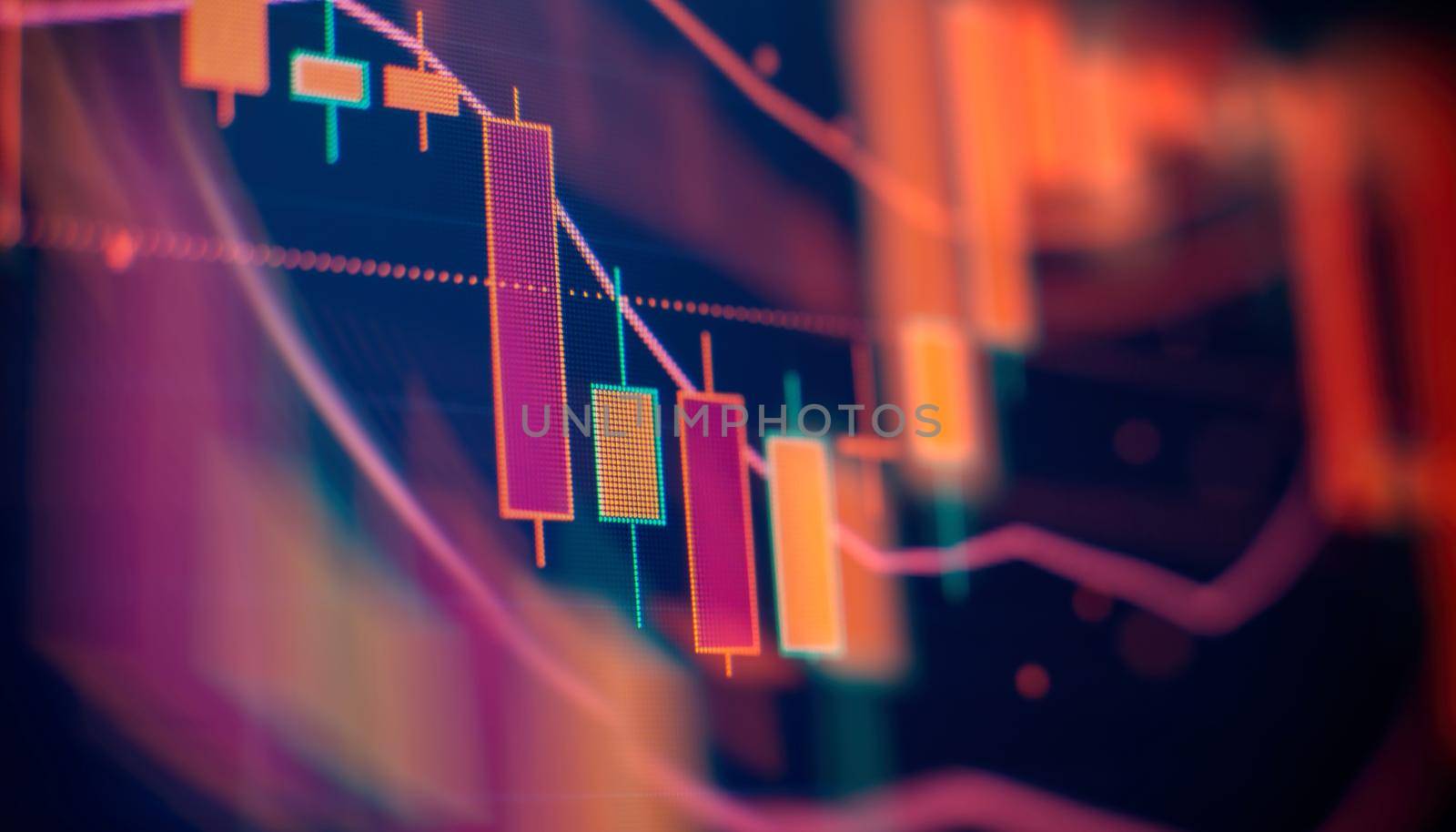 Stock exchange business screen data graph background. Background with currency bars and candles