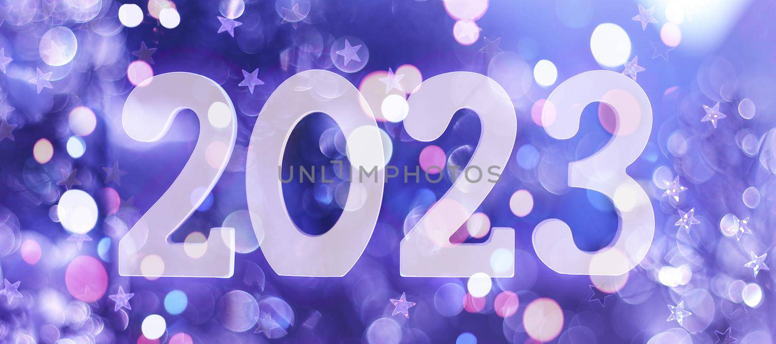 happy new year 2023 background new year holidays card with bright lights by Maximusnd