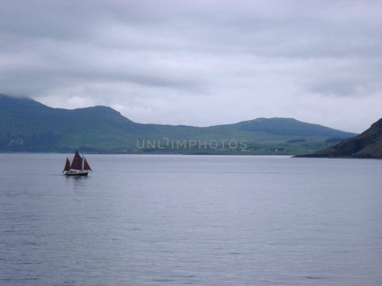 landscape of the scottish highlands, looking out over a loch