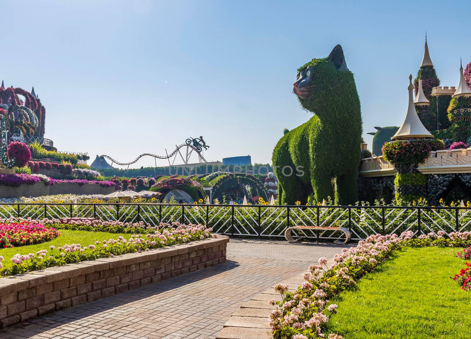 Dubai, UAE - 03.06.2020 Flower and landscaping installations in Dubai miracle garden.