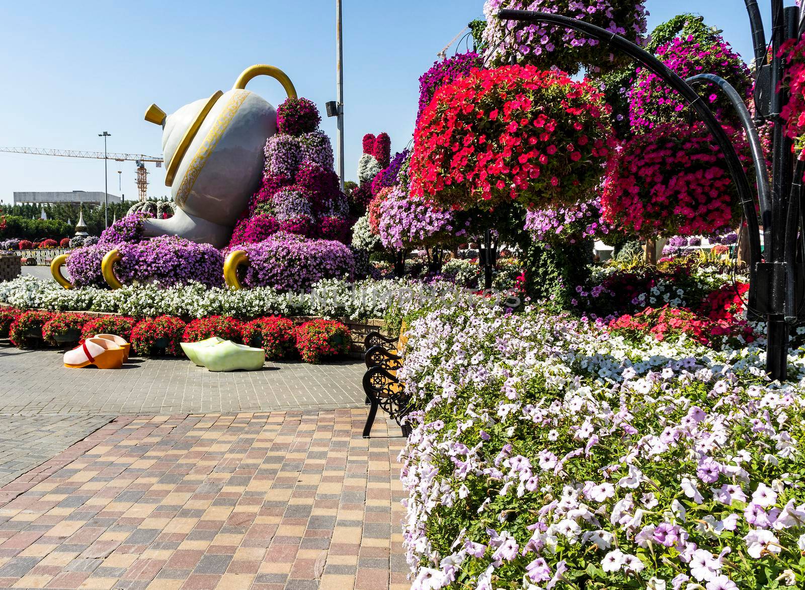 Dubai, UAE - 03.06.2020 Flower and landscaping installations in Dubai miracle garden.