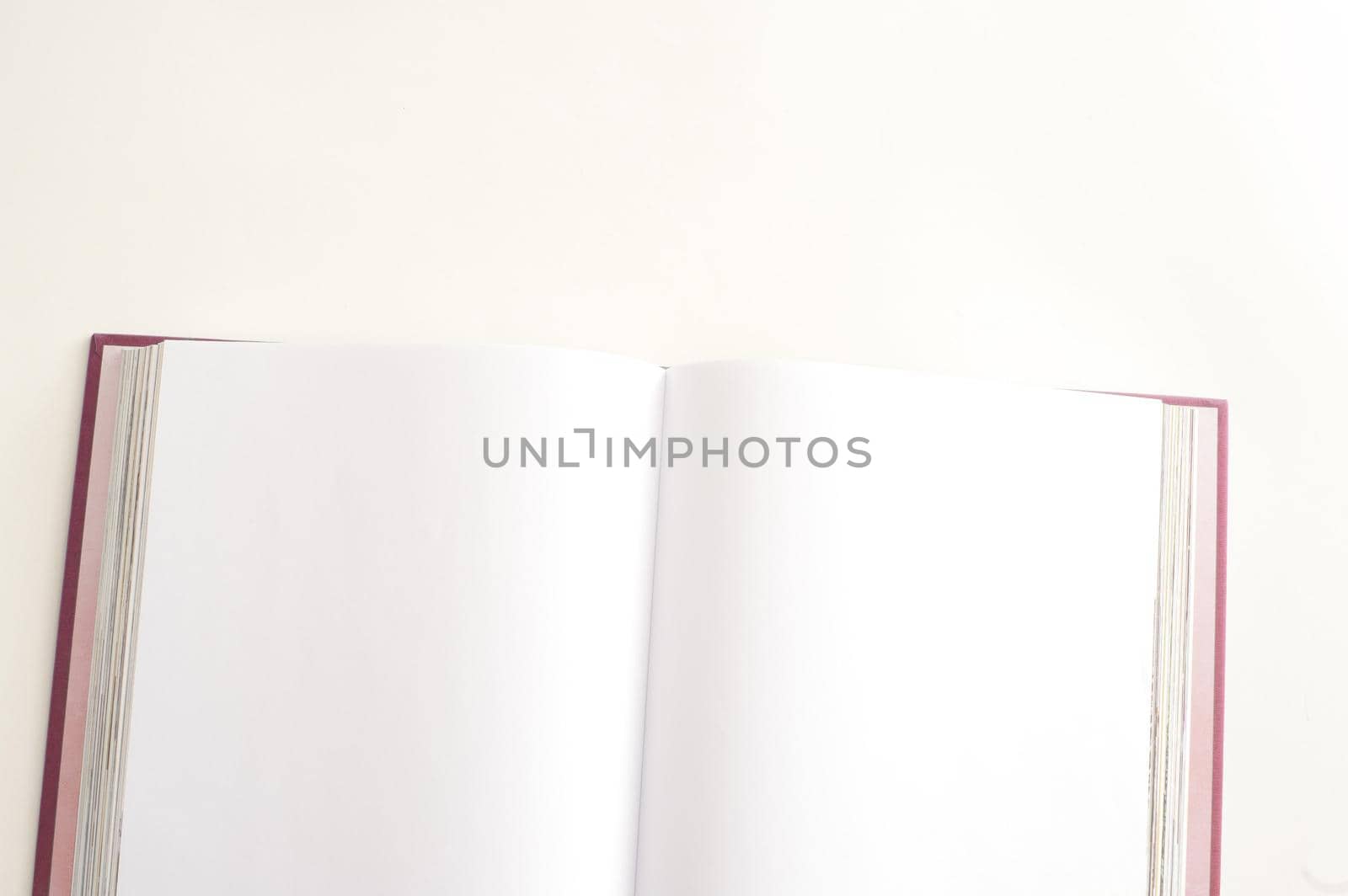 Open Book with Blank Pages on White Background, Copy Space for Addition of Text or Message